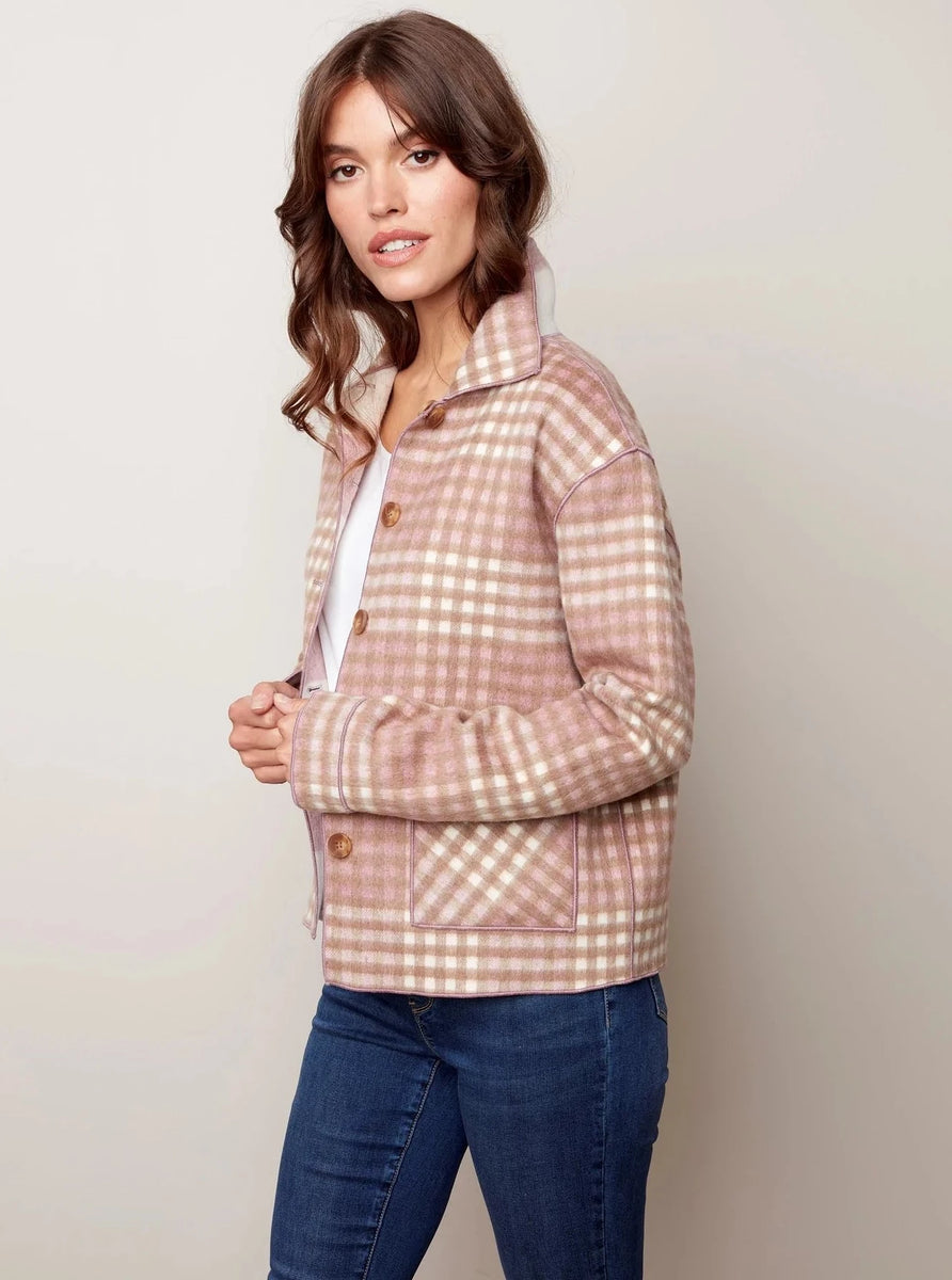 Plaid Reversible Short Jacket [Zephyr-C6185R] Ooh La La Boutique MN