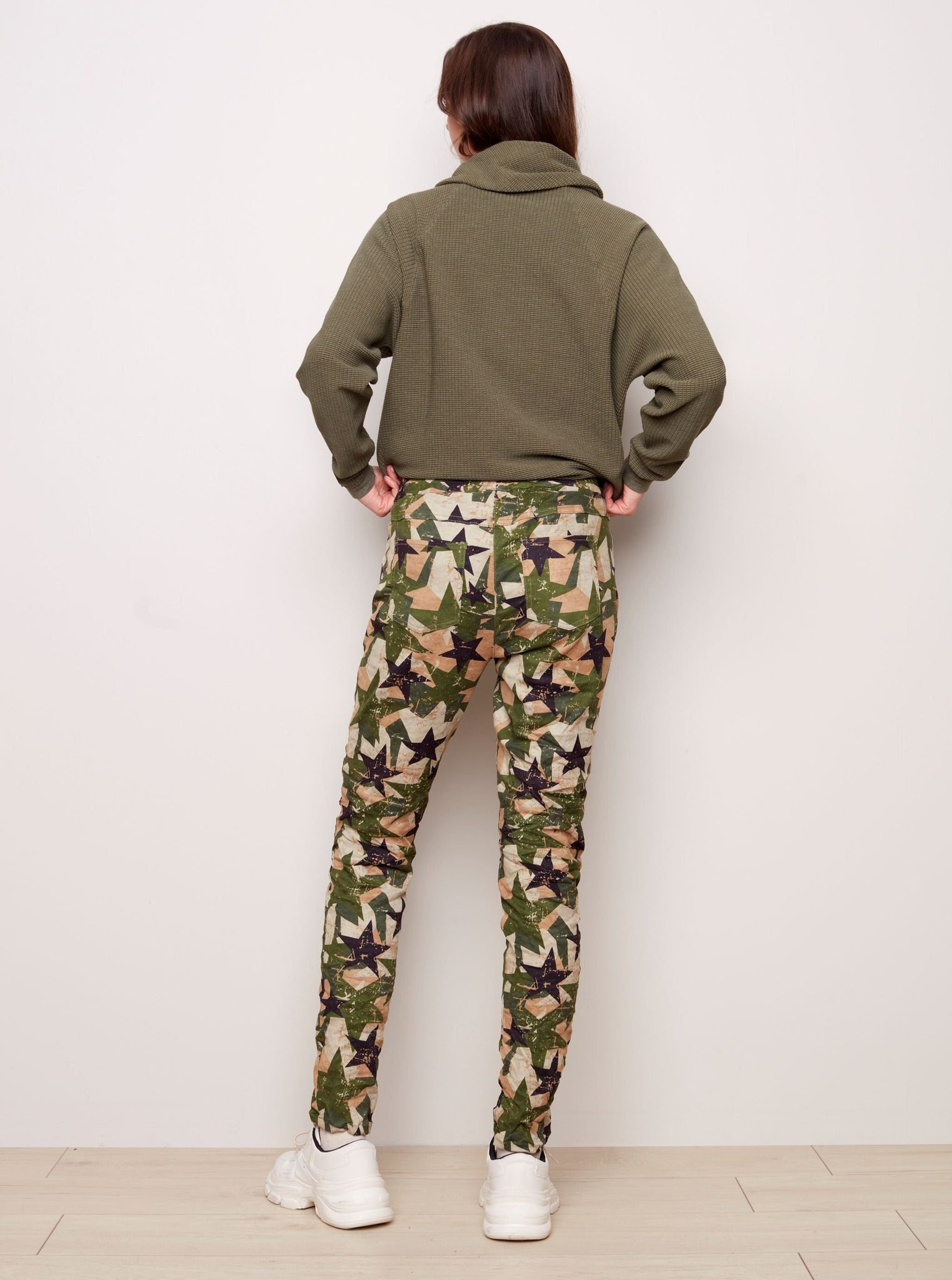 CharlieB Printed Crinkle Suede Jogger [Moss-C5226R]