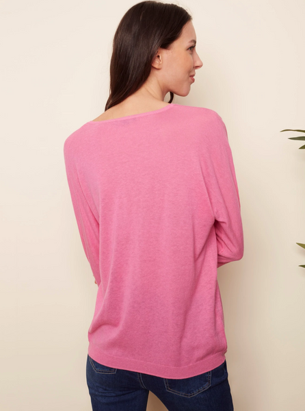 CharlieB Solid Cotton Sweater [Fuschia-C2219]