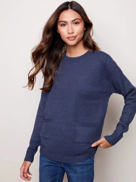 CharlieB Sweater With Detachable Scarf [H. Denim-C2420]
