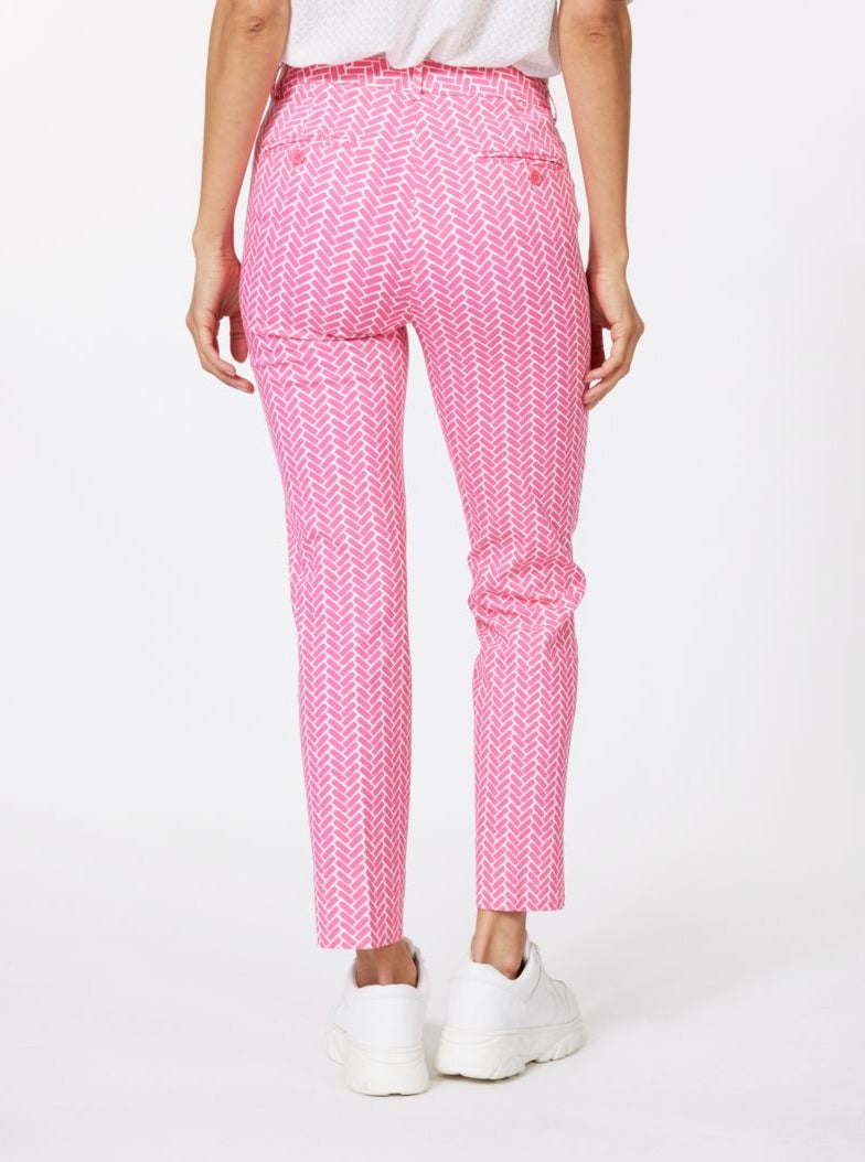 Chino Stretch Block Print Trousers [Pink-SP2317001]