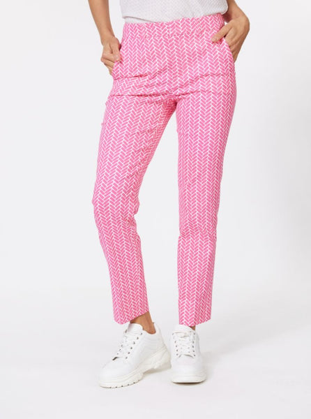 Chino Stretch Block Print Trousers [Pink-SP2317001]
