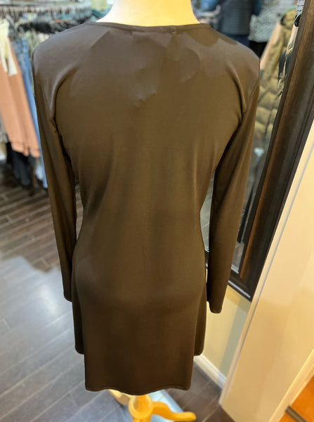 Ariella big zipper long sleeve dress black D660