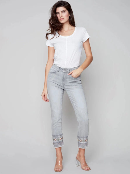 Embroidered Cuff Pant [Soft Grey-C5345R]