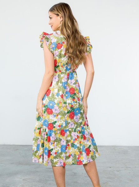 Floral Print Maxi Dress [WH-SRT1538]