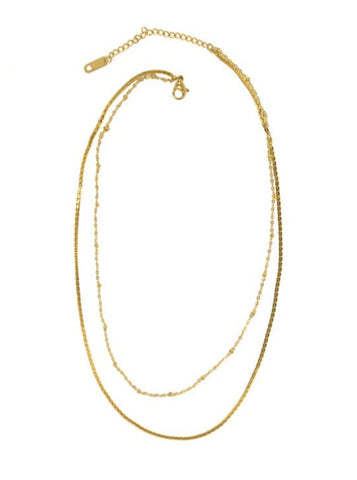 Gold 2 Row Chain Necklace [336-215NG]