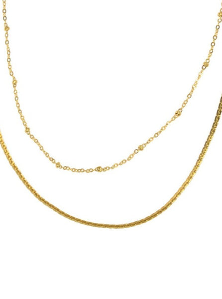 Gold 2 Row Chain Necklace [336-215NG]