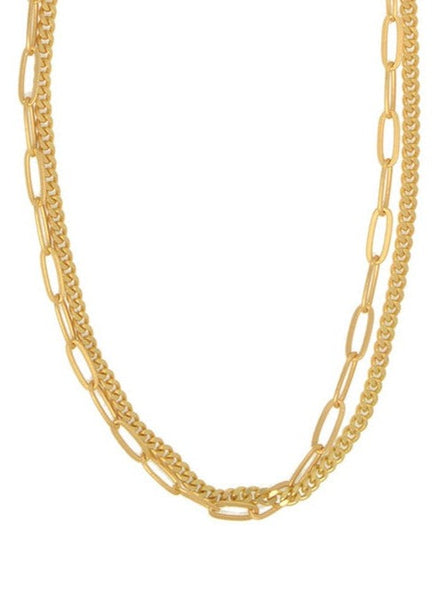Gold Double Chain Necklace [335-169NG]