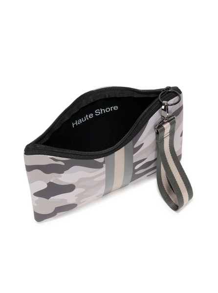 Haute Shore Beth Cluth in Safari Taupe Camo charcoal and rose gold stripe