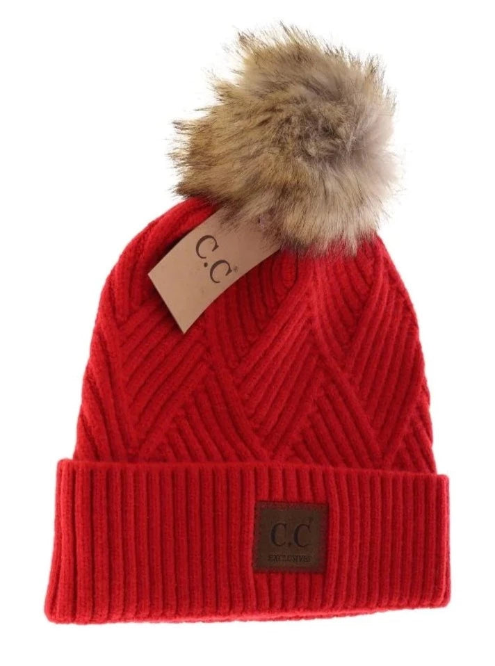 Heather Beanie With Suede Patch [Red-2060]