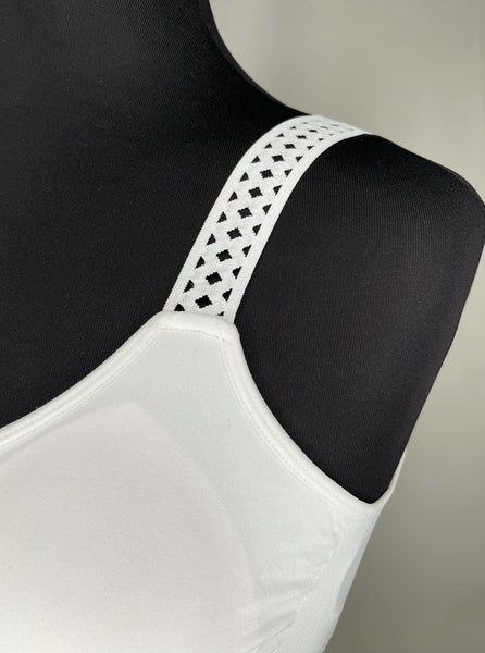 StrapITS Strap Its elastic band bra white bra with white latice strap 