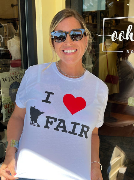 I Love The MN Fair Crew T-Shirt [White] by Connie's Tees Ooh La La Boutique Minnesota