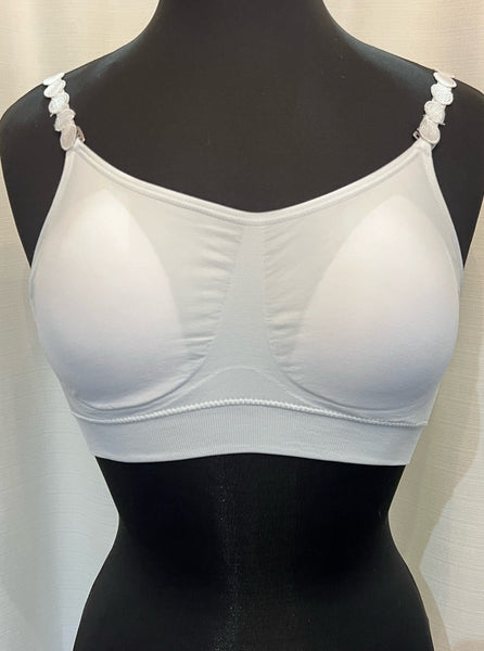 StrapITS white bra white embroidered circle adjustable straps