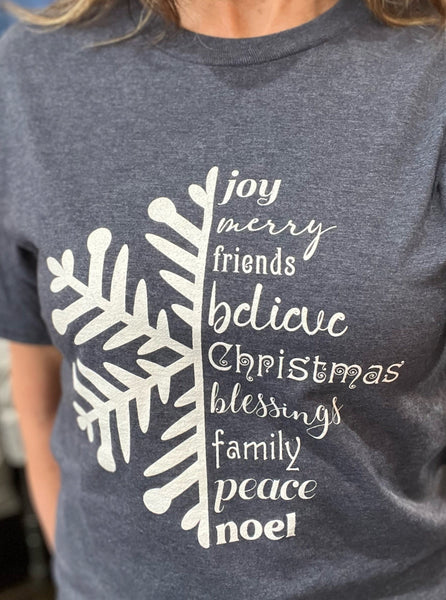 Snowflake Crewneck T-Shirt [Heather Navy]
