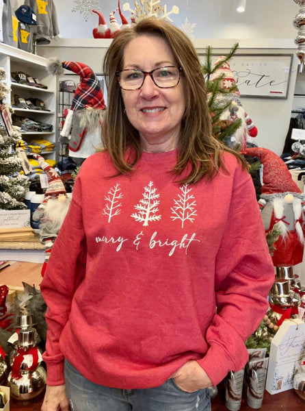Merry and Bright Crewneck Sweatshirt [Heather Red]