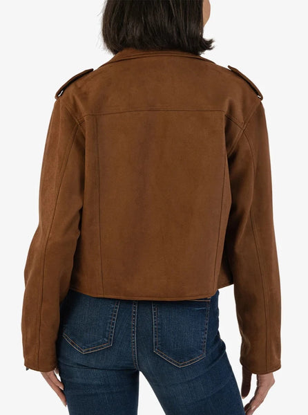 Jackie Bonded Fox Suede Motto Jacket [Whiskey-KJ48502]