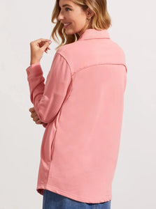 Long Sleeve Shacket With Patch Pocket [Monet Pink-7651O]
