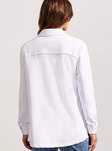 Long Sleeve Shacket With Patch Pocket [White-7651O]