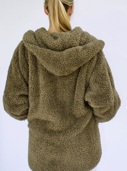 One-Size Fleece Hooded Jacket [Olive U]