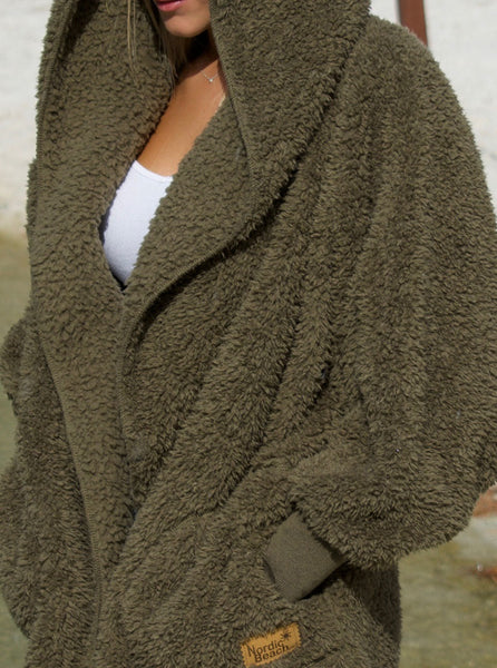 One-Size Fleece Hooded Jacket [Olive U]