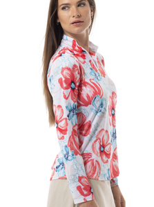 Solcool Print Mock Neck [Garden Party Pink-900463]