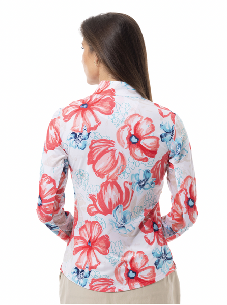 Solcool Print Mock Neck [Garden Party Pink-900463]