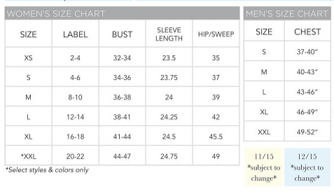 SanSoleil Sizing Chart