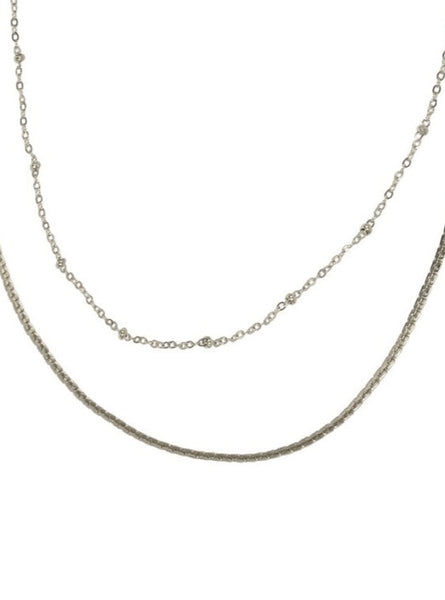 Silver 2 Row Chain Necklace [336-215NS]