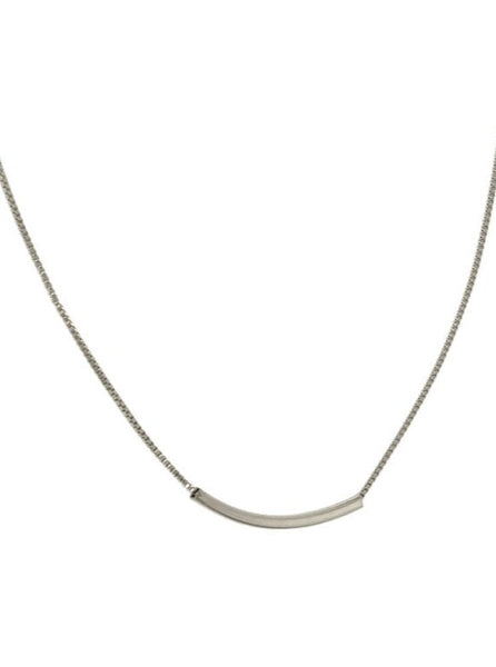 Silver Curved Bar Necklace [336-219NS]