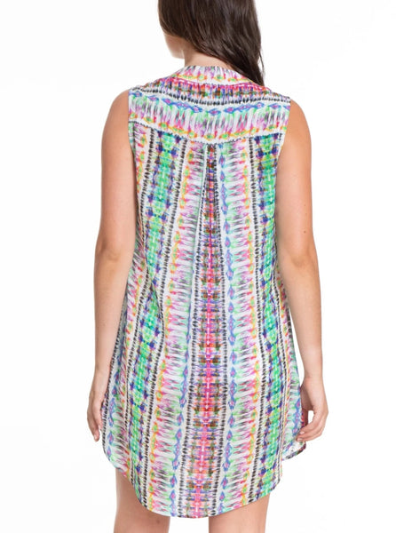 Sleeveless Button Up Dress [Multi Color-B50PA-802NC]