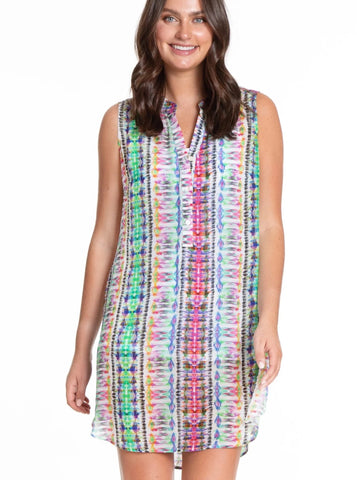 Sleeveless Button Up Dress [Multi Color-B50PA-802NC]