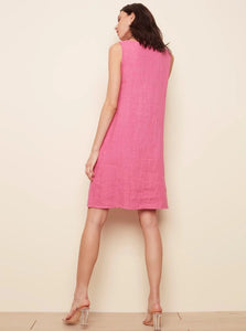 Sleeveless Solid Dress With V-Neck and Pockets [Fuschia-C3115]