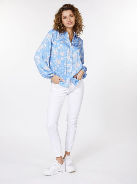 Smocked Blouse [Blue FloraL-SP2316013]