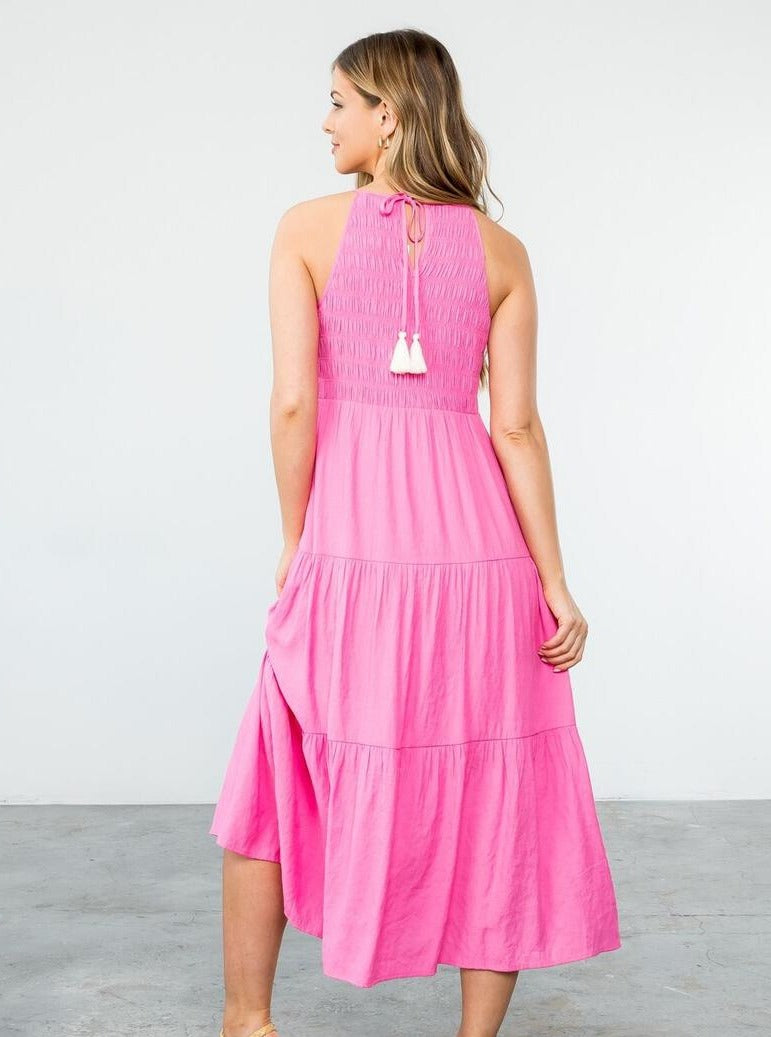 Smocked Halter Maxi Dress [PK-JH1870] Ooh La La Boutique Minnesota