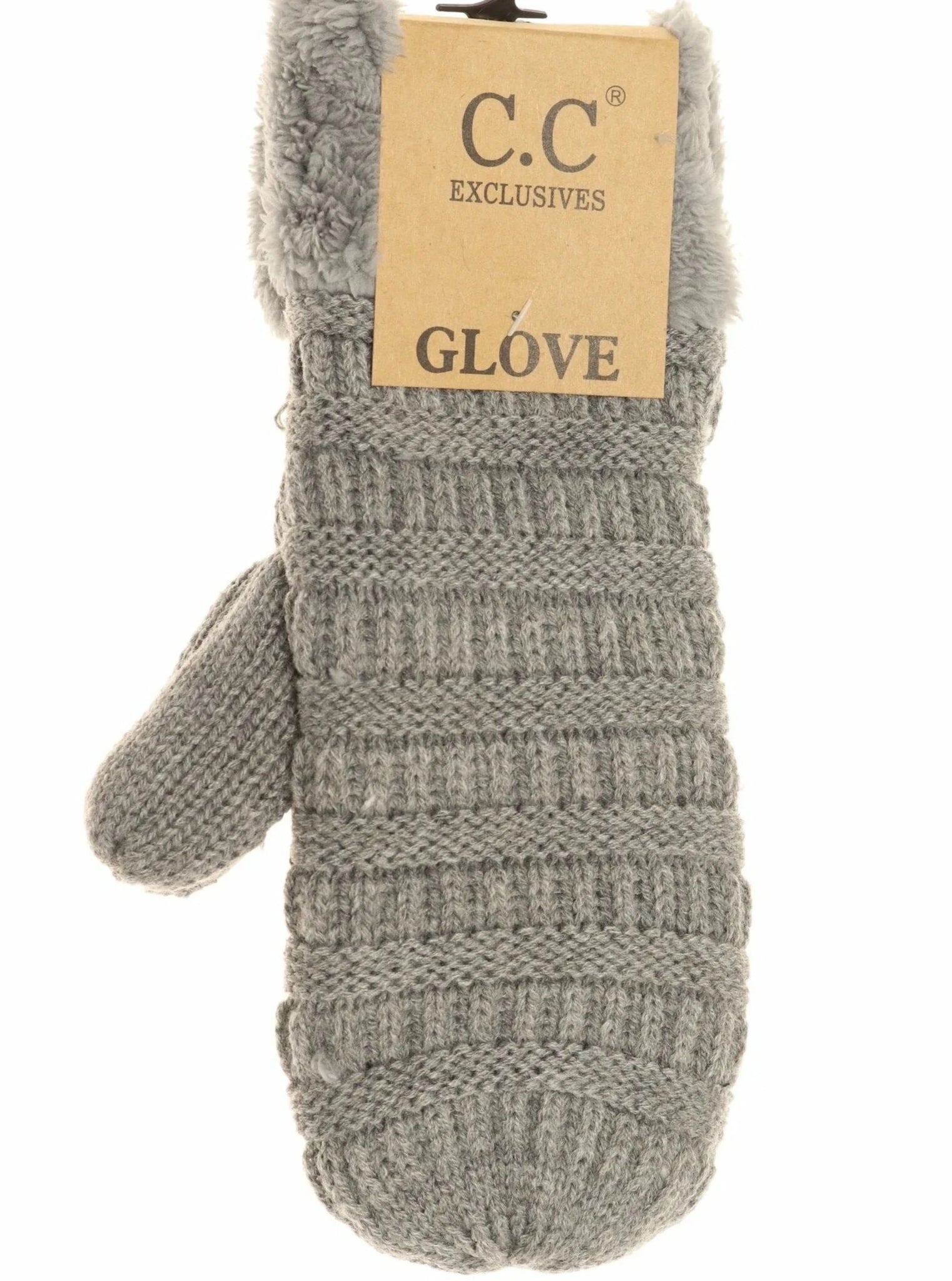 Solid Color Knitted Mitten [Light Mel Grey-MT-25]