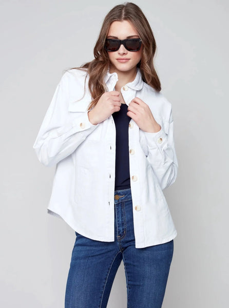 Solid Jean Jacket [White-C6248]