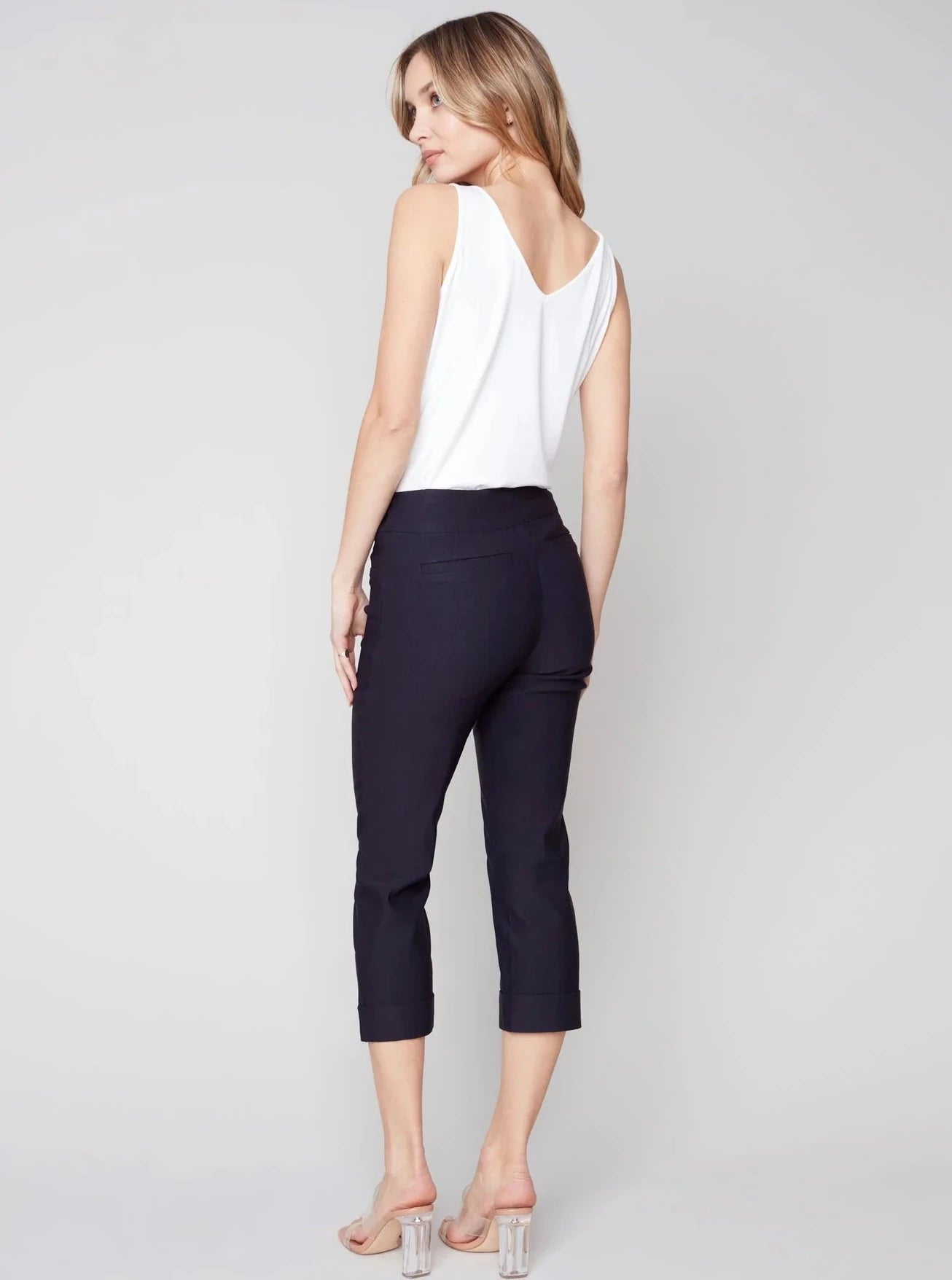 Solid Pull On Stretch Cropped Pant [Marine-C5259RR]