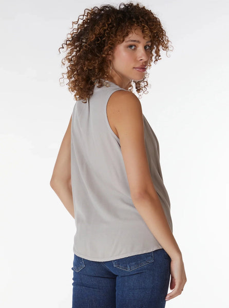 Surplice Sleeveless Pleat Blouse [Tan-51D-33776]