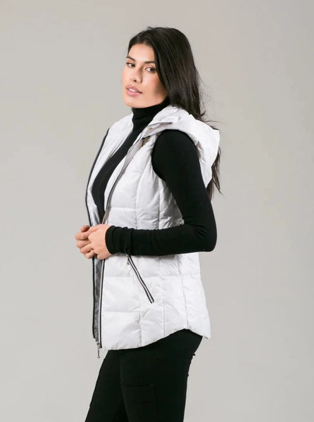 The Hooded Quilted Vest [White-50172CAM]