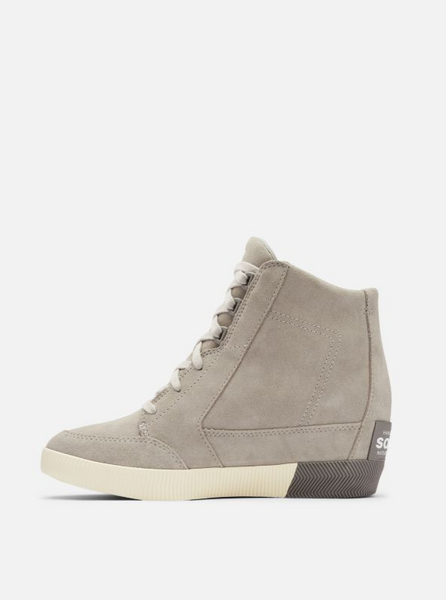 Womens Out n About Wedge Suede Bootie in Dove Quarry Side